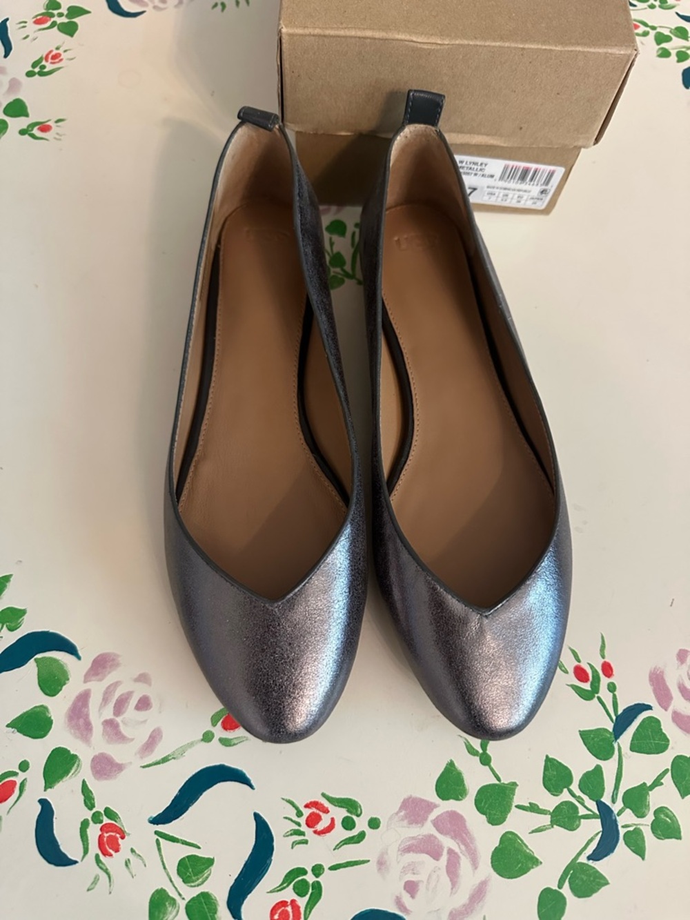 UGG Metallic Pewter Pointed Ballet Flats